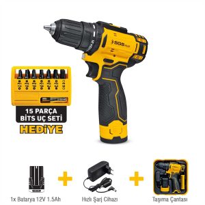 Sgs Akülü Vidalama Seti 12 Volt (1*1.5 Ah) (Bits Uç Seti)