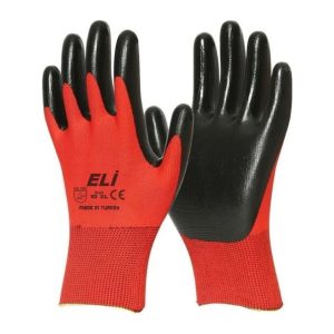 Eli Nitril Eldiven 10 no Kırmızı-Siyah